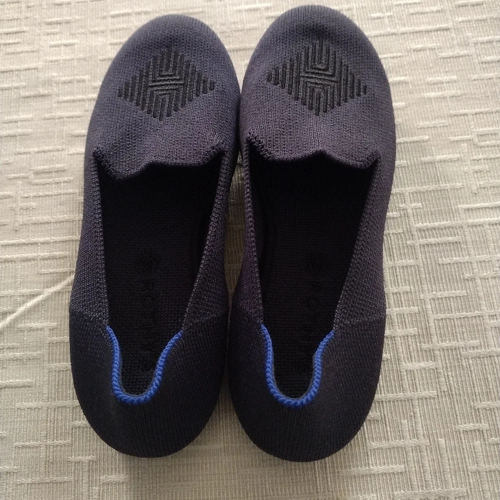 Rothy's Kids Navy Crest Medallion Loafers Flats, Size K2